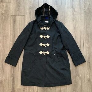 Jane Post Black Duffle Toggle Trench Coat Jacket‎ Women’s XL Removable Hood